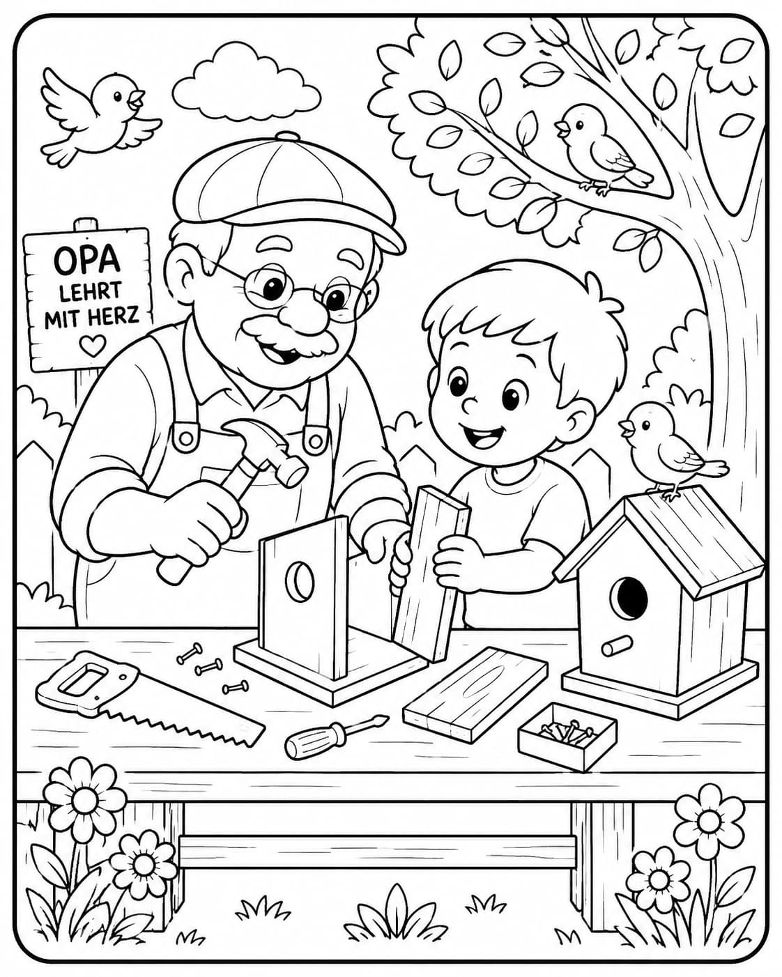 Oma und Opa Motiv 7 als kostenloses Ausmalbild für Kinder